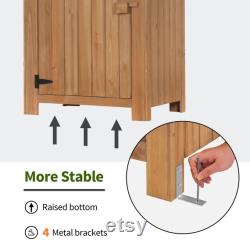 Outdoor Wood Storage Cabinet, Small Size Garden Shed with Door and Shelves, Outside Tools Cabinet for Patio (30.3 x21.5 x56 )