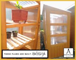 PLANS for Greenhouse 6ft x 3ft made from Standard Materials, DIY Woodworking Project for the Garden, with Door Window Built in Shelves
