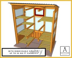 PLANS for Greenhouse 6ft x 3ft made from Standard Materials, DIY Woodworking Project for the Garden, with Door Window Built in Shelves