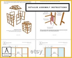 PLANS for Greenhouse 6ft x 4ft (or 8ft), Standard Materials, Gable Roof, Front Opening Door, Rear Window, Includes Staging and Potting table