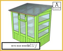 PLANS for Greenhouse 6ft x 4ft with Door, Window, Built in Shelves DIY Woodwork Project for the Garden