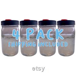 Pint Liquid Culture Jars, LME Peptones with Magnetic Stir Bar, Sterilized for Mushroom Growing, 4 Pack 300ml each