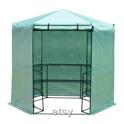 Portable 7.5ft Greenhouse 3 Tier 10 Shelf Hexagonal Walk-in Green House Kit