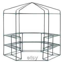 Portable 7.5ft Greenhouse 3 Tier 10 Shelf Hexagonal Walk-in Green House Kit