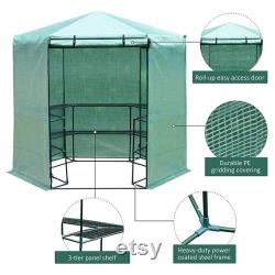 Portable 7.5ft Greenhouse 3 Tier 10 Shelf Hexagonal Walk-in Green House Kit