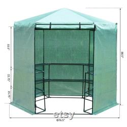 Portable 7.5ft Greenhouse 3 Tier 10 Shelf Hexagonal Walk-in Green House Kit