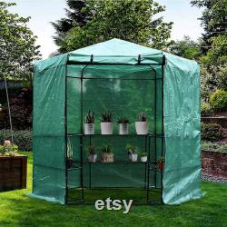 Portable 7.5ft Greenhouse 3 Tier 10 Shelf Hexagonal Walk-in Green House Kit