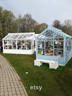 Premium Wood-glass greenhouse set Grieta White Tulip (exhibition model 2018)