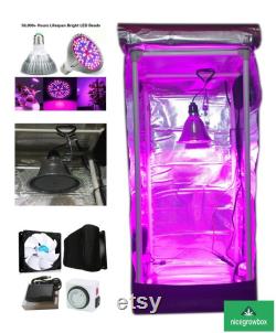 Reflective Hydroponic GrowBox Tent Kit 12 x12 x24 Mylar 50W Led Grow Lights