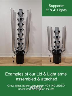 Reservoir Lid and Light arms for 5-Gallon Bucket 11.8