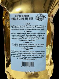Rye Berries Super Grains (5lbs) for Mushroom Growing Organic, Triple Washed Rye Enhanced with MGP, Gypsum, Humic Acid, Biochar and Sucrose