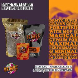 Rye Berries Super Grains (5lbs) for Mushroom Growing Organic, Triple Washed Rye Enhanced with MGP, Gypsum, Humic Acid, Biochar and Sucrose