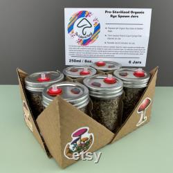 Rye Grain Spawn Jars for Mushroom Growing (Pre-sterilized 6 Jars 250 ml. Each)