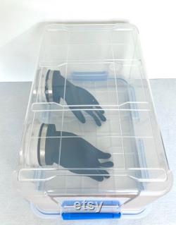 SAB Still Air Box Glove Box 52Qt 50L Sterile Workspace Gasket Lid Clear with gloves and clamps -Agar Cloning Spore Inoculation