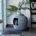 Secret Litter Box Odor And Dust Control With Faux Plant Gray