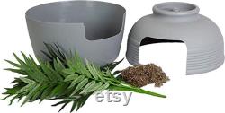 Secret Litter Box Odor and Dust Control with Faux Plant Gray