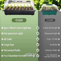 Seed Starter Kit with Grow Lights 40 Cell Tray, Humidity Dome and LED Strip, Indoor Nursery Pot Greenhouse Kit for DIY Gardening