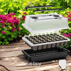 Seed Starter Kit with Grow Lights 40 Cell Tray, Humidity Dome and LED Strip, Indoor Nursery Pot Greenhouse Kit for DIY Gardening