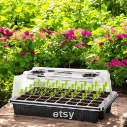 Seed Starter Kit with Grow Lights 40 Cell Tray, Humidity Dome and LED Strip, Indoor Nursery Pot Greenhouse Kit for DIY Gardening