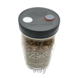 Sterilized Rye Grain Jar with Modified Leak-Proof Plastic Lid, Quart Organic Rye Berry Mushroom Grain Substrate