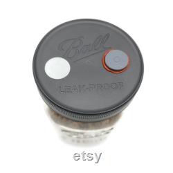 Sterilized Rye Grain Jar with Modified Leak-Proof Plastic Lid, Quart Organic Rye Berry Mushroom Grain Substrate