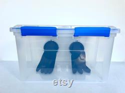 Still Air Box (SAB) Glove Box 52Qt 50L Sterile Workspace Gasket Lid Clear with gloves and clamps -Agar Cloning Spore Inoculation