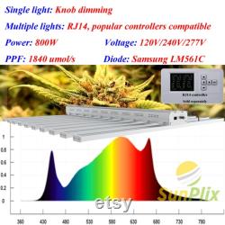 SunPlix 10 Bar 800W Full Spectrum White LED Grow Light Samsung Diode