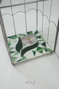 Tabletop Indoor Greenhouse, Terrarium, Mini Greenhouse, Glass and Metal with Tile Base, Succulent Planter, Orchid Greenhouse, Free USA Ship