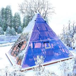 The Glass Pyramid prefabricated house, greenhouse or glamping tent.