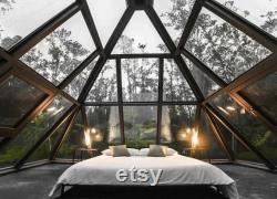 The Glass Pyramid prefabricated house, greenhouse or glamping tent.