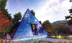The Glass Pyramid prefabricated house, greenhouse or glamping tent.