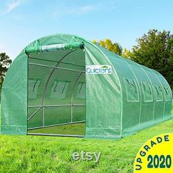 Upgraded 20x10x7 FT Portable Greenhouse 2 Doors 7 Crossbars Large Walk-in Heavy Duty Green Garden Outdoor House 14 Stakes 4 Ropes