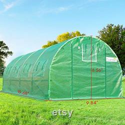 Upgraded 20x10x7 FT Portable Greenhouse 2 Doors 7 Crossbars Large Walk-in Heavy Duty Green Garden Outdoor House 14 Stakes 4 Ropes