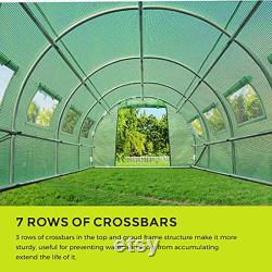Upgraded 20x10x7 FT Portable Greenhouse 2 Doors 7 Crossbars Large Walk-in Heavy Duty Green Garden Outdoor House 14 Stakes 4 Ropes