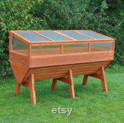 Veg Trough Medium Wooden Raised Vegetable Bed Planter and Polycarbonate Cold Frame