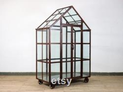 Vintage Reclaimed Heavy Duty French Style Greenhouse Glass House On Wheels