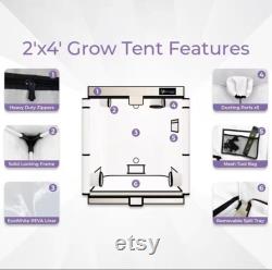 Walden White 2x4 Grow Tent PEVA Non-Toxic, Triple Layer Vinyl EcoWhite Reflective Interior and Infinity View Windows