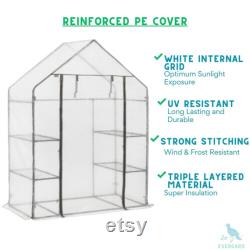 Walk In Greenhouse Garden Grow House Reinforced Cover 4 Shelves Large 6ft