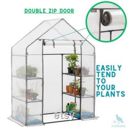 Walk In Greenhouse Garden Grow House Reinforced Cover 4 Shelves Large 6ft