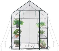 Walk In Greenhouse PVC Plastic Garden Grow Green House with 6 or 8 Shelves UK (6 Shelves)