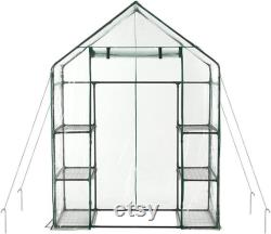 Walk In Greenhouse PVC Plastic Garden Grow Green House with 6 or 8 Shelves UK (6 Shelves)