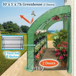 Walk-In Wall Half Greenhouse Favorite Corner DIY Plant Care 10'x5'x7' 3 Tiers 6 Shelve Green Yard Patio Lawn Garden Hobby Planting Tree