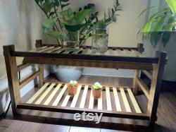 Walnut Plant Shelf with Full Spectrum LED Grow Light. Plant Stand