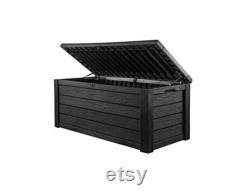 Westwood 150 Gallon Resin Large Deck Box-Organization and Storage for Patio Furniture, Outdoor Cushions, Garden, Dark Grey