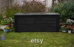 Westwood 150 Gallon Resin Large Deck Box-Organization and Storage for Patio Furniture, Outdoor Cushions, Garden, Dark Grey