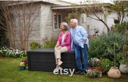 Westwood 150 Gallon Resin Large Deck Box-Organization and Storage for Patio Furniture, Outdoor Cushions, Garden, Dark Grey