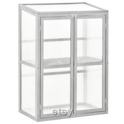 Wood Cold Frame Greenhouse Outdoor Indoor PC Board 76 x 47 x 110cm Grey