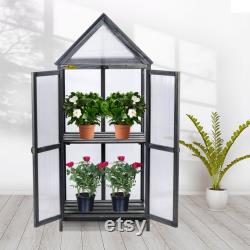 Wood Cold Frame Greenhouse Planter 24X17X57 Gray