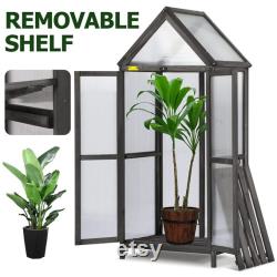 Wood Cold Frame Greenhouse Planter 24X17X57 Gray