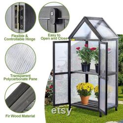 Wood Cold Frame Greenhouse Planter 24X17X57 Gray